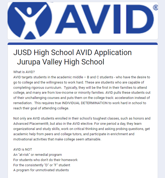 JVHS application
