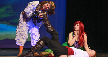 Ariel, Eric, and Scuttle in The Little Mermaid Jr.