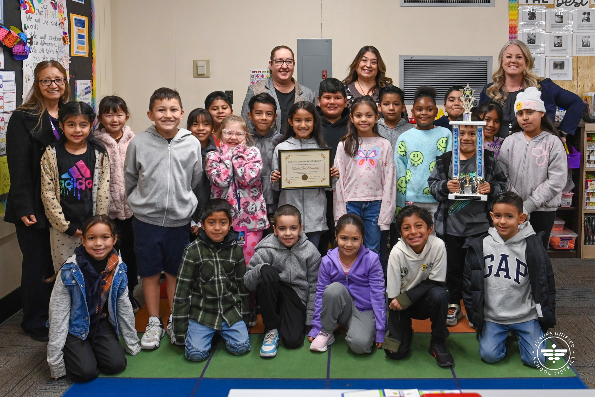 a class at Rustic Lane elementary for being the elementary school and school in the whole district with the most improved attendance.