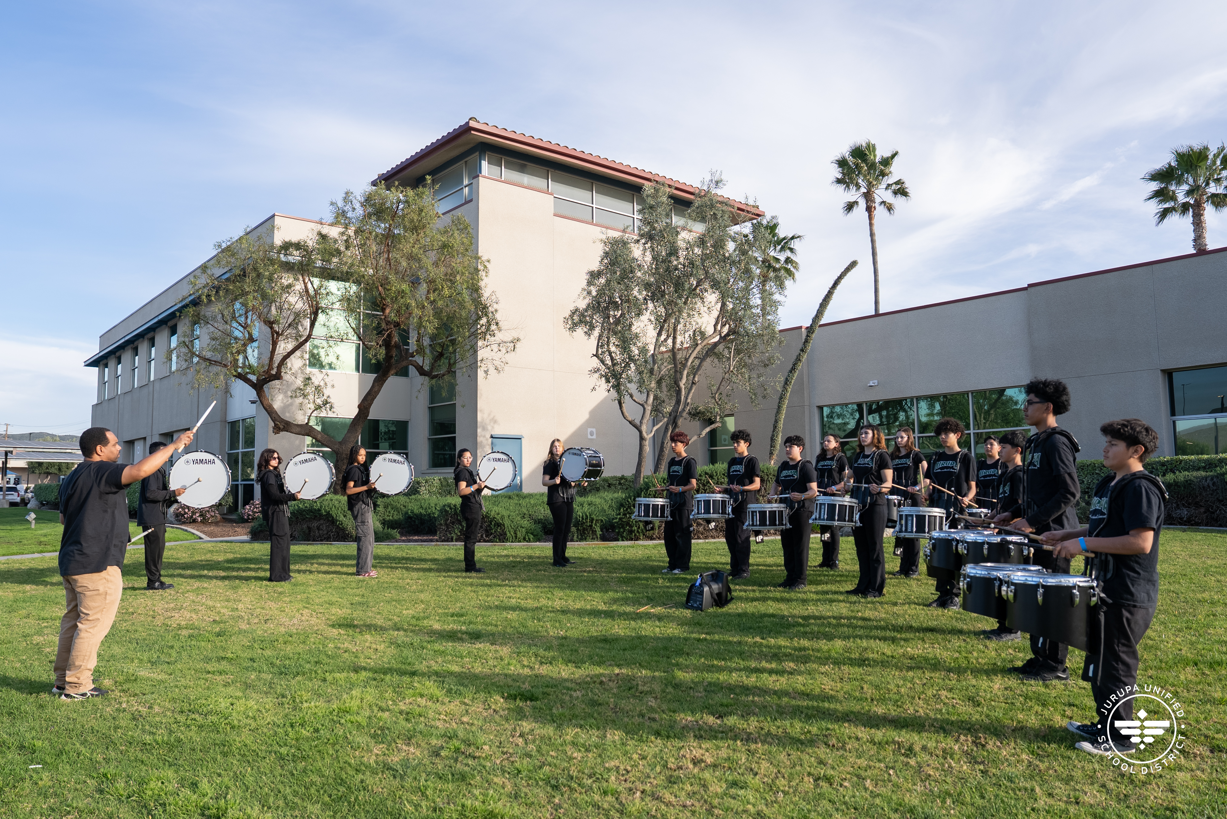 JMS drumline performing at the education center during We heART the ARTs night