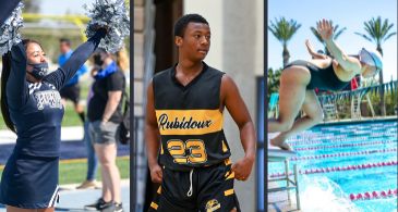 A cheerleader, a basketball player, and a swimmer