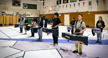 JMS drumline rehearsing in the gym