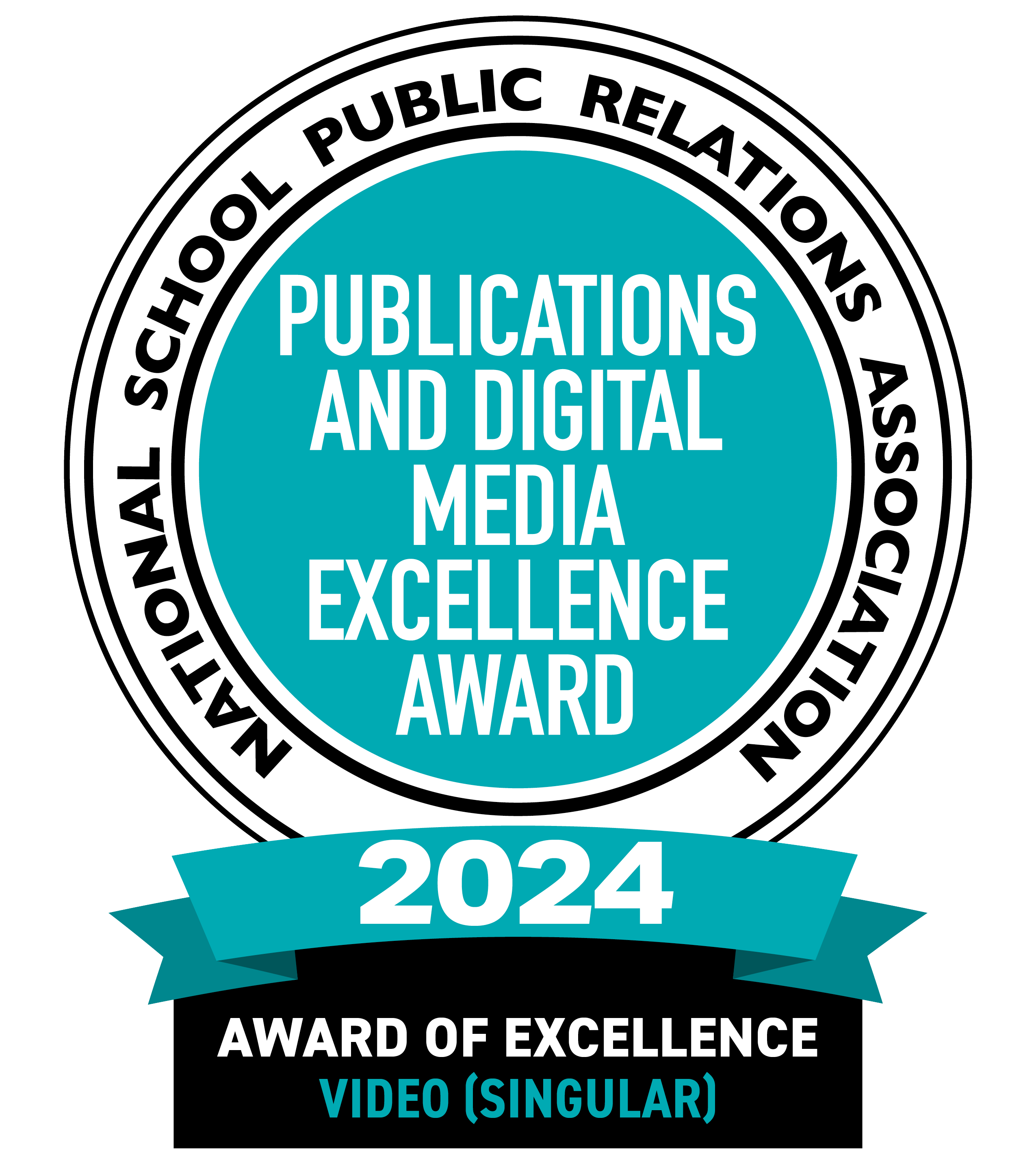 Badge for the 2024 NSPRA Award of Excellence for 2 videos produced in house (singular)