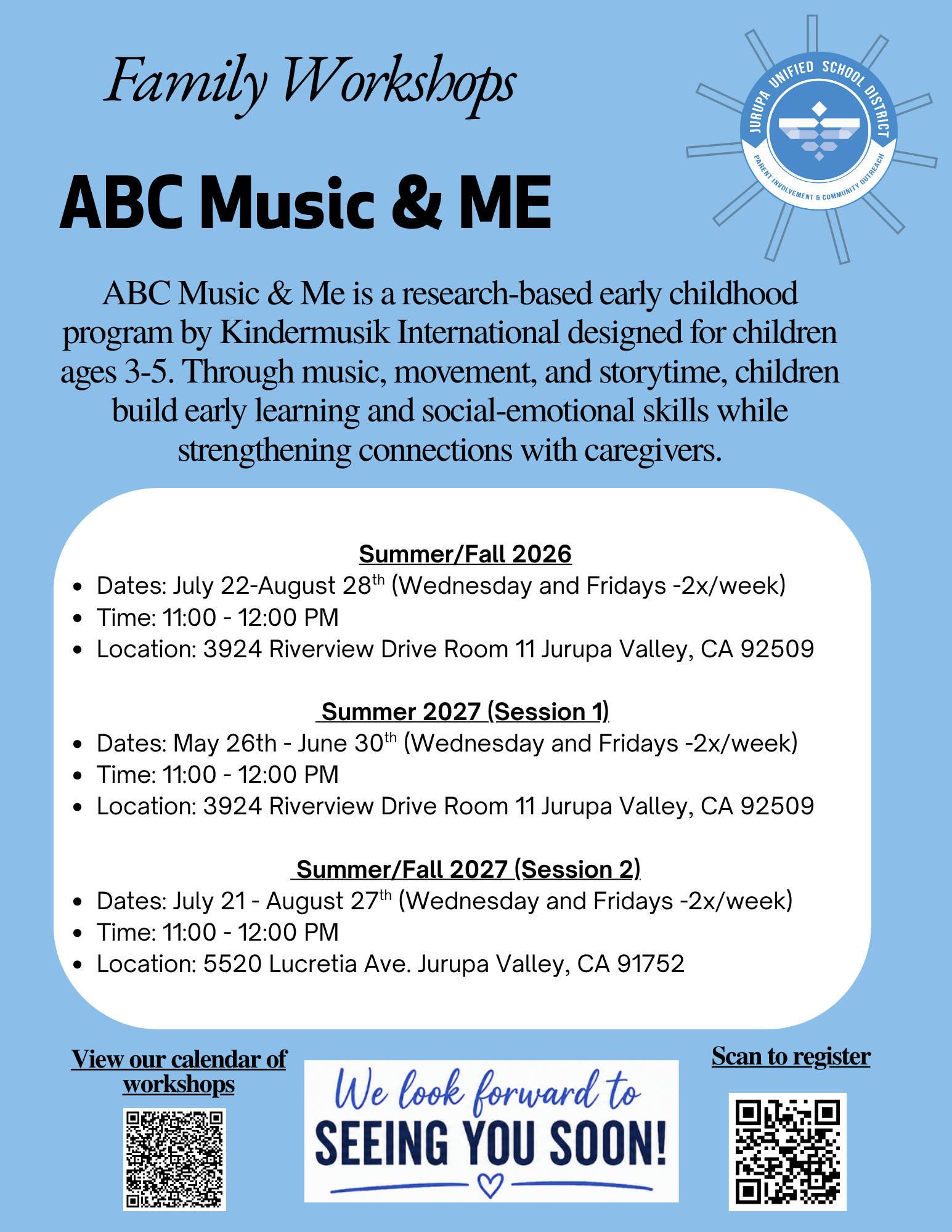 ABC Music & Me flyer - English