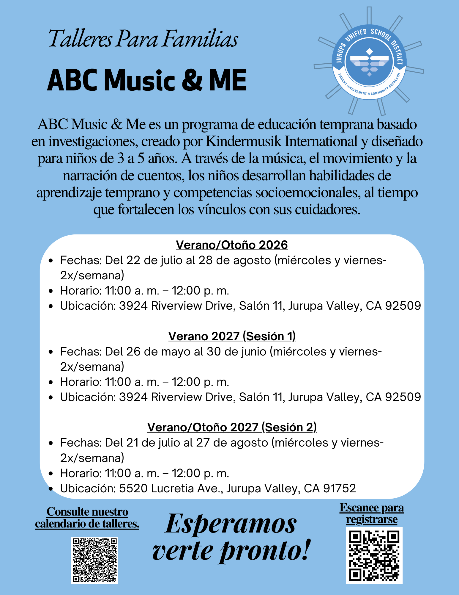 ABC Music & Me flyer - Spanish