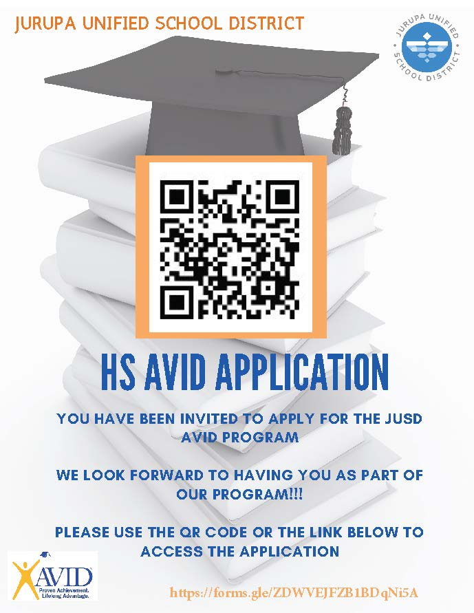 HS AVID application QR code Flyer 