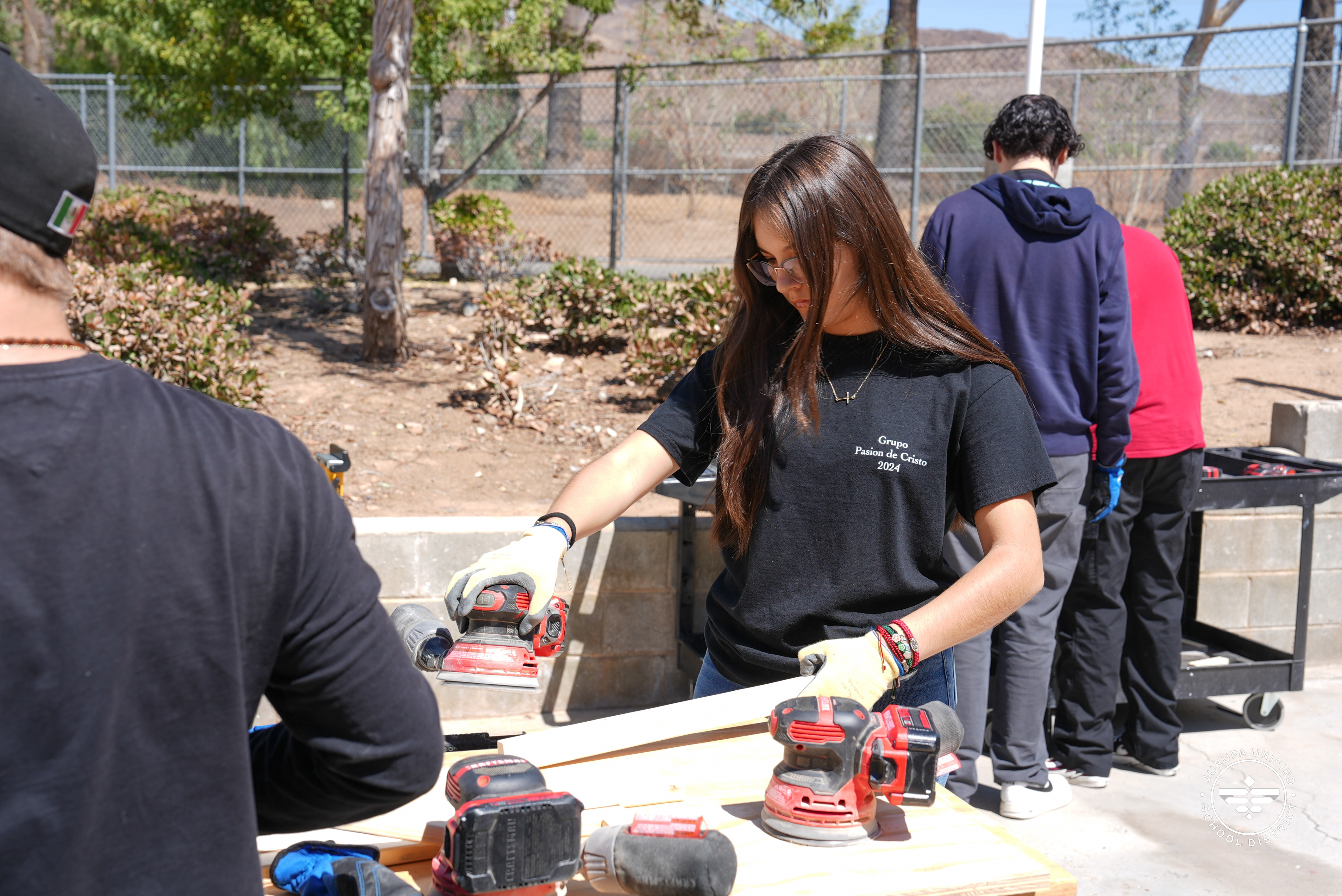 Isabel working on her construction project